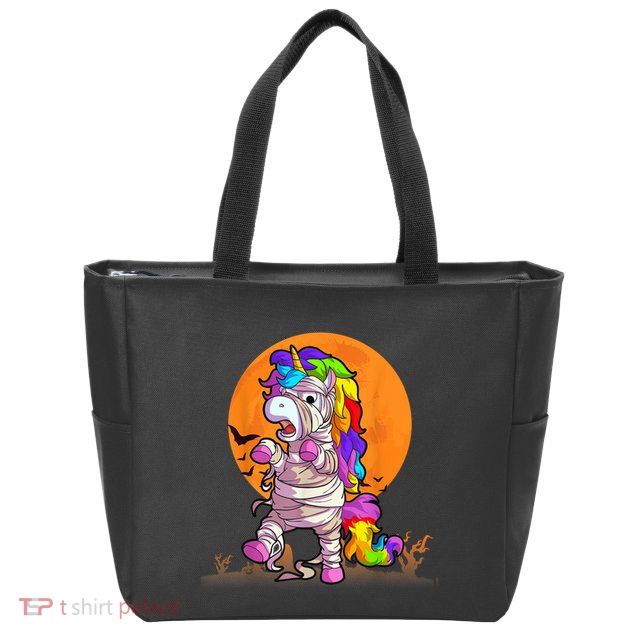 Mummy Unicorn Halloween Girls Unicorn Halloween Zip Tote Bag