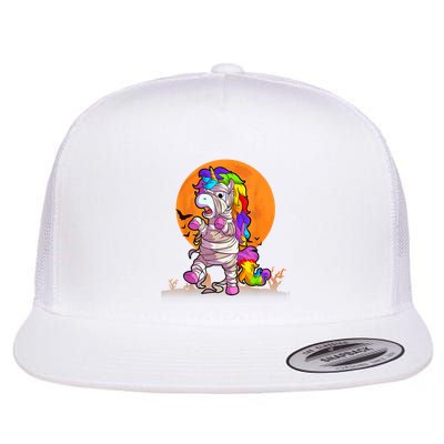 Mummy Unicorn Halloween Girls Unicorn Halloween Flatbill Hat