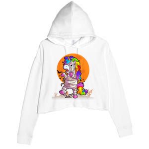 Mummy Unicorn Halloween Girls Unicorn Halloween Crop Fleece Hoodie