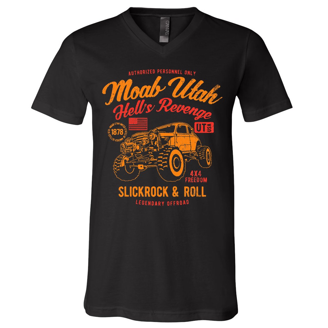 Moab Utah Hells Revenge 4x4 Vintage V-Neck T-Shirt