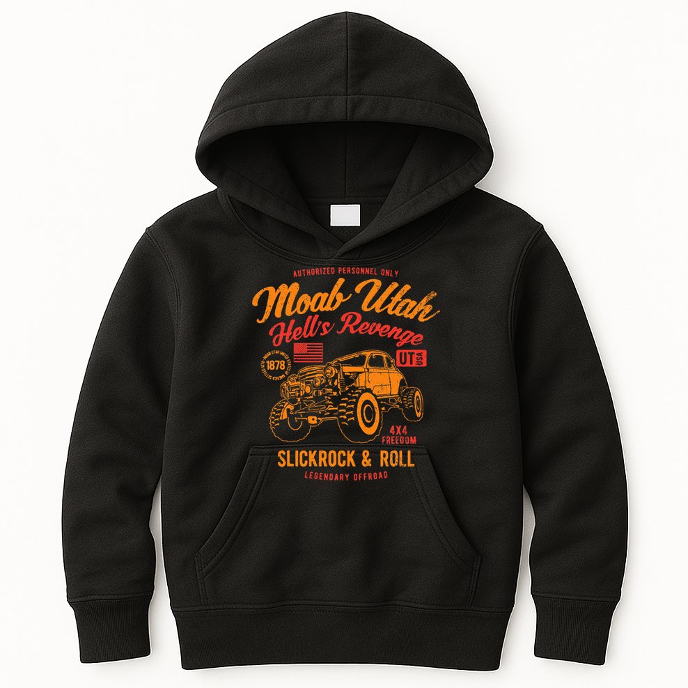 Moab Utah Hells Revenge 4x4 Vintage Kids Hoodie