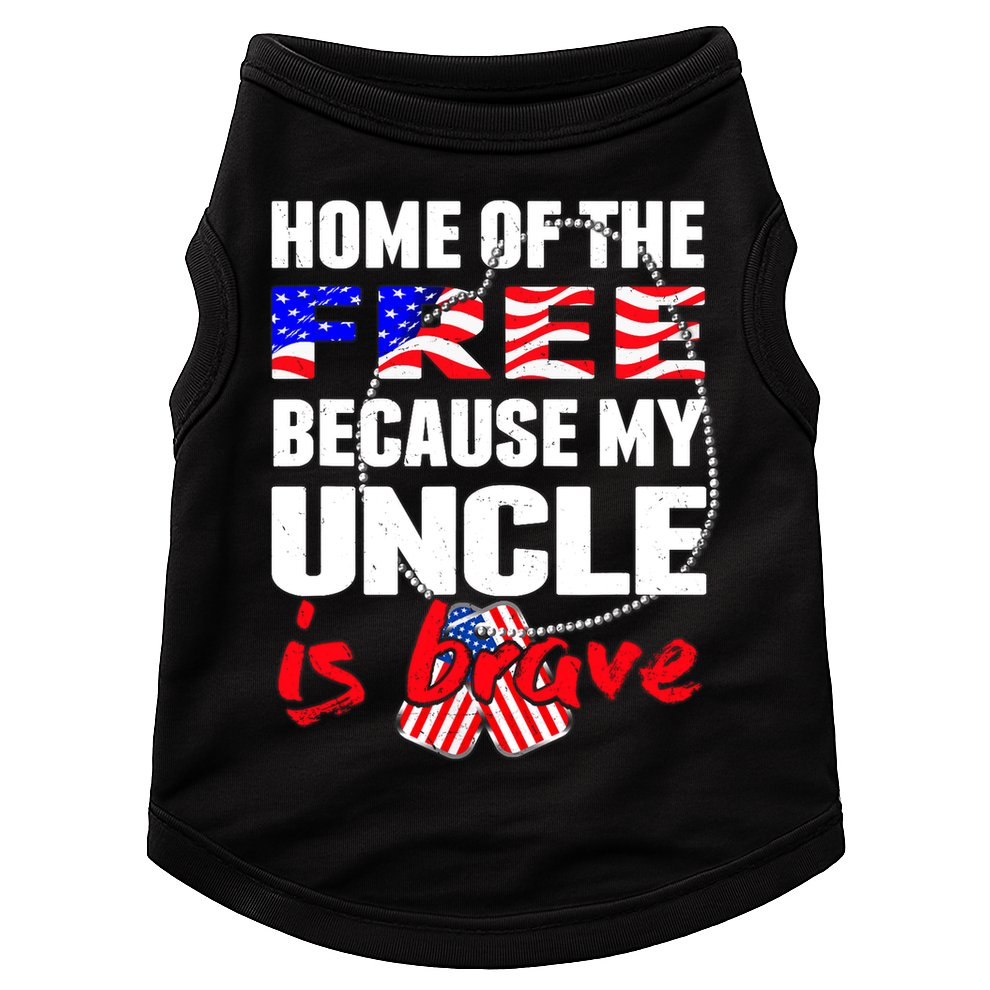 My Uncle Is Brave Home Of The Free - Proud Army Niece Nephew Doggie Tank