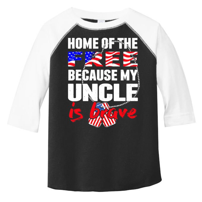 My Uncle Is Brave Home Of The Free - Proud Army Niece Nephew Toddler Fine Jersey T-Shirt