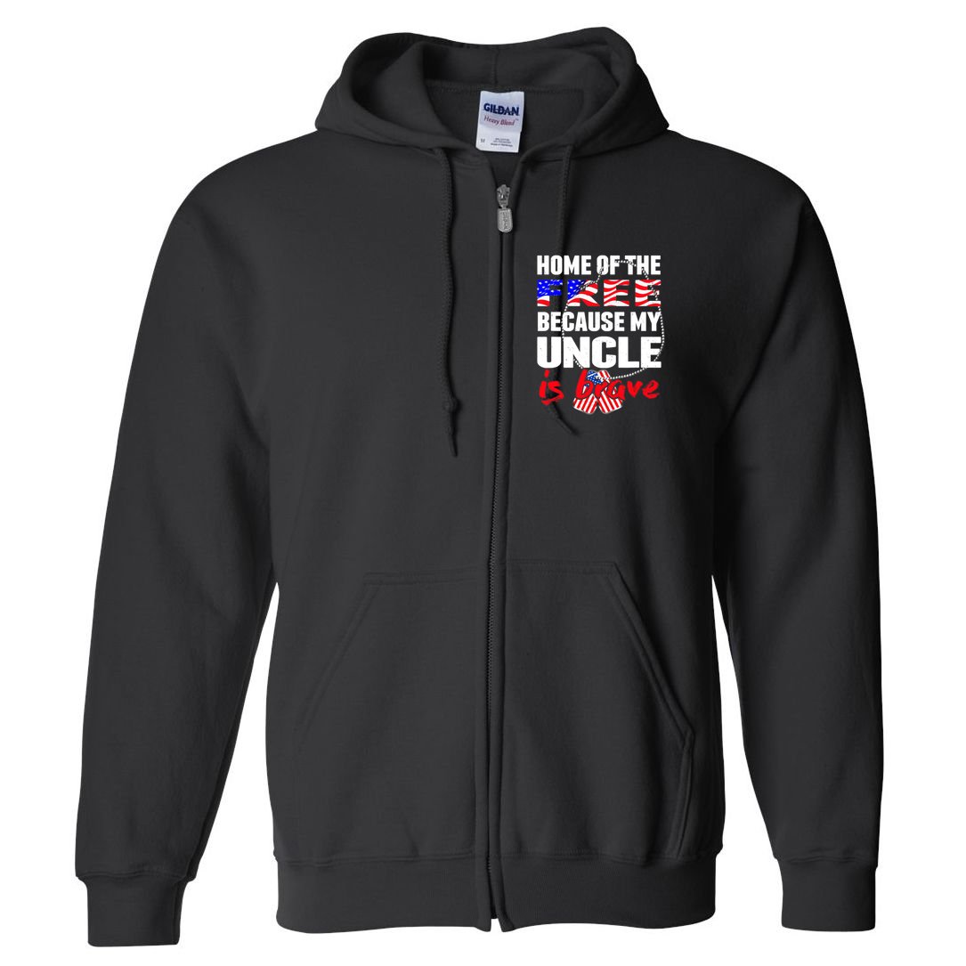 My Uncle Is Brave Home Of The Free - Proud Army Niece Nephew Full Zip Hoodie