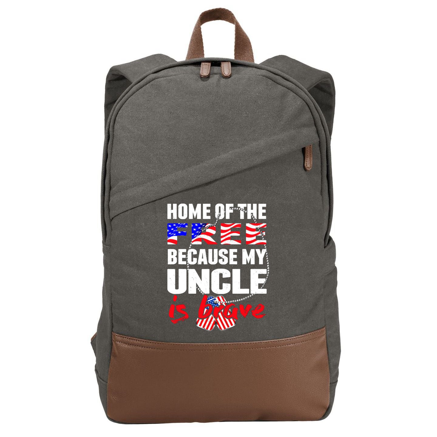 My Uncle Is Brave Home Of The Free - Proud Army Niece Nephew Cotton Canvas Backpack