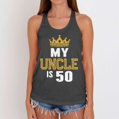 My Uncle is 50 Years Old Uncle's 50th Birthday Idea For Him Women's Knotted Racerback Tank