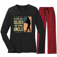 My Uncle Is A Soldier Hero Proud Army Nephew Niece Military Women's Long Sleeve Flannel Pajama Set 