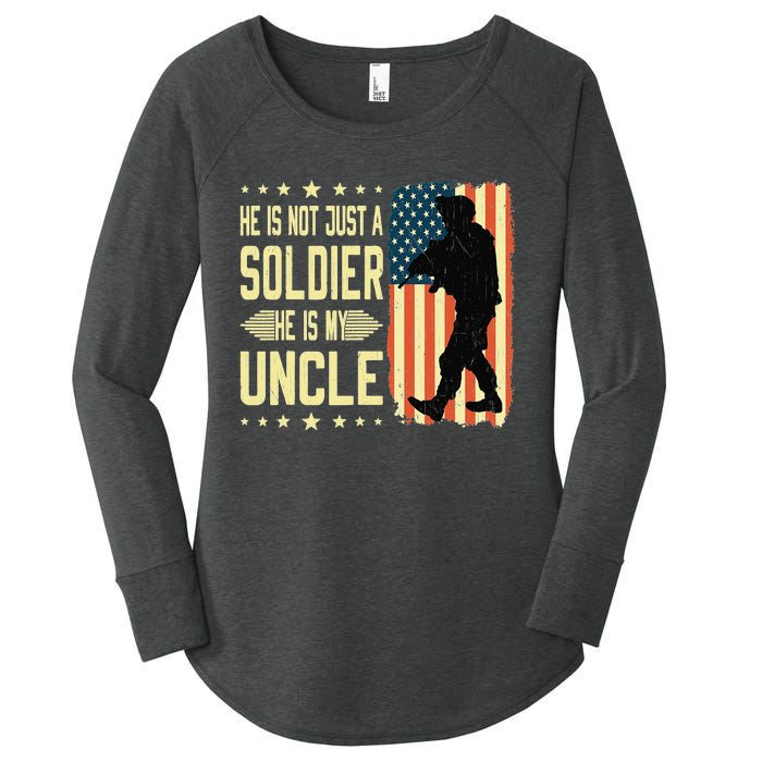 My Uncle Is A Soldier Hero Proud Army Nephew Niece Military Women's Perfect Tri Tunic Long Sleeve Shirt