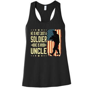 My Uncle Is A Soldier Hero Proud Army Nephew Niece Military Women's Racerback Tank