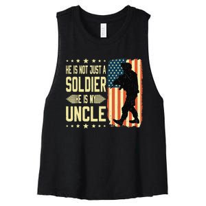 My Uncle Is A Soldier Hero Proud Army Nephew Niece Military Women's Racerback Cropped Tank