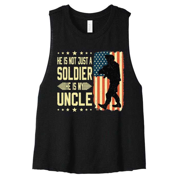 My Uncle Is A Soldier Hero Proud Army Nephew Niece Military Women's Racerback Cropped Tank