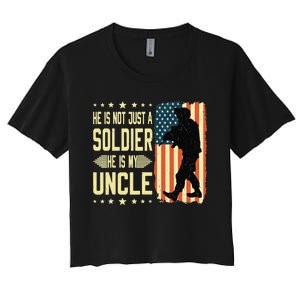 My Uncle Is A Soldier Hero Proud Army Nephew Niece Military Women's Crop Top Tee