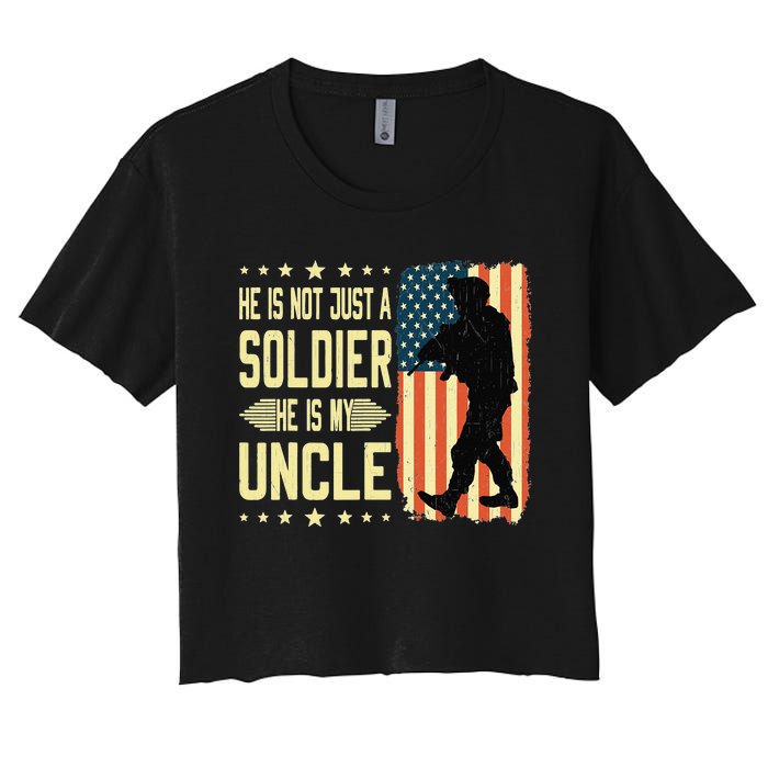 My Uncle Is A Soldier Hero Proud Army Nephew Niece Military Women's Crop Top Tee