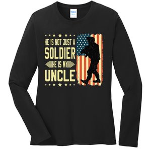 My Uncle Is A Soldier Hero Proud Army Nephew Niece Military Ladies Long Sleeve Shirt