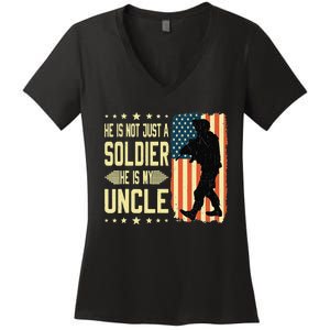 My Uncle Is A Soldier Hero Proud Army Nephew Niece Military Women's V-Neck T-Shirt