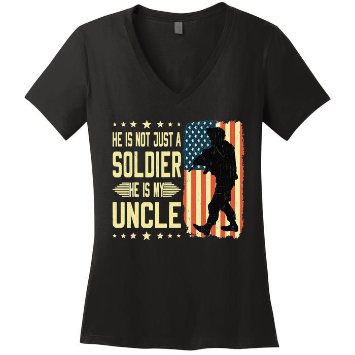 My Uncle Is A Soldier Hero Proud Army Nephew Niece Military Women's V-Neck T-Shirt