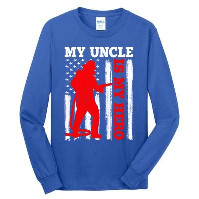 My Uncle Is My Hero Usa Flag Firefighter Fire Uncle Gift Tall Long Sleeve T-Shirt