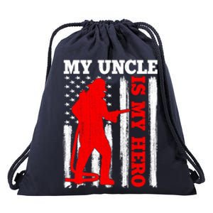 My Uncle Is My Hero Usa Flag Firefighter Fire Uncle Gift Drawstring Bag