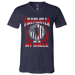 My Uncle Is A Firefighter Hero Proud Fire Niece Nephew Gifts V-Neck T-Shirt