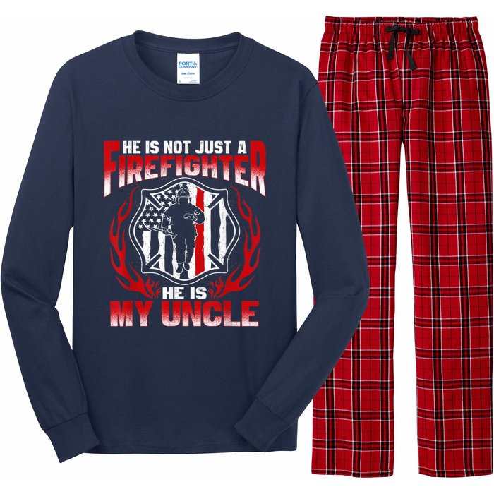 My Uncle Is A Firefighter Hero Proud Fire Niece Nephew Gifts Long Sleeve Pajama Set