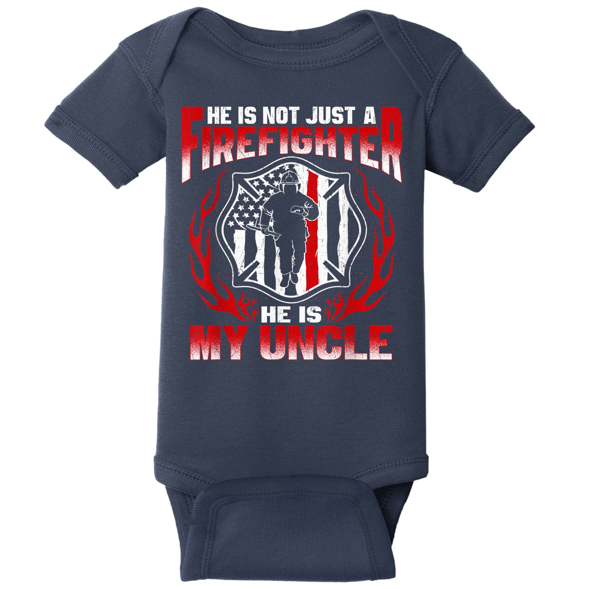 My Uncle Is A Firefighter Hero Proud Fire Niece Nephew Gifts Baby Bodysuit