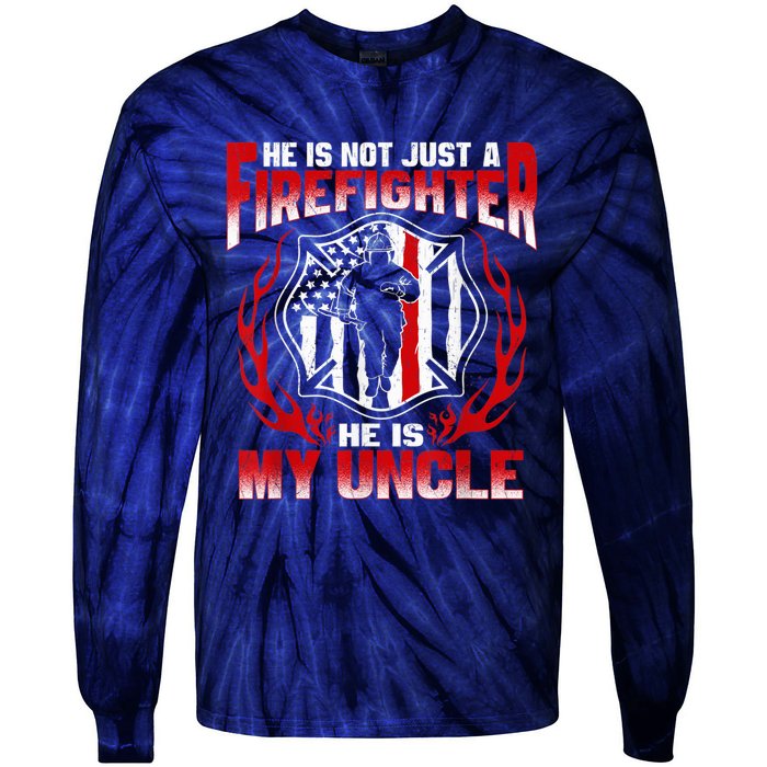 My Uncle Is A Firefighter Hero Proud Fire Niece Nephew Gifts Tie-Dye Long Sleeve Shirt