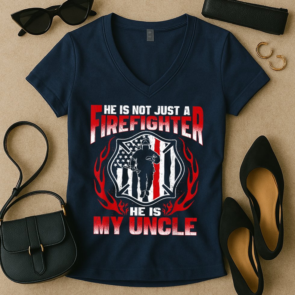 My Uncle Is A Firefighter Hero Proud Fire Niece Nephew Gifts Women's V-Neck T-Shirt