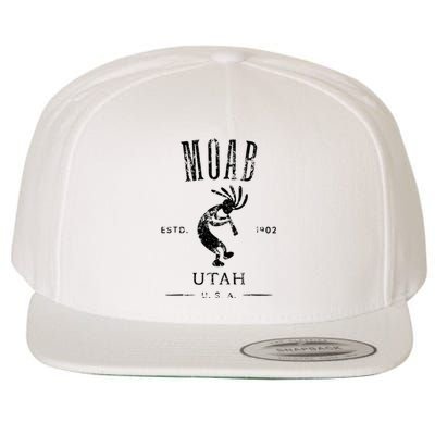 Moab Utah Kokopelli Souvenir Distressed Design Wool Snapback Cap