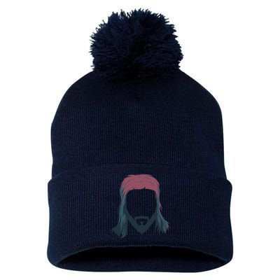 Mullet Haircut Pom Pom 12in Knit Beanie