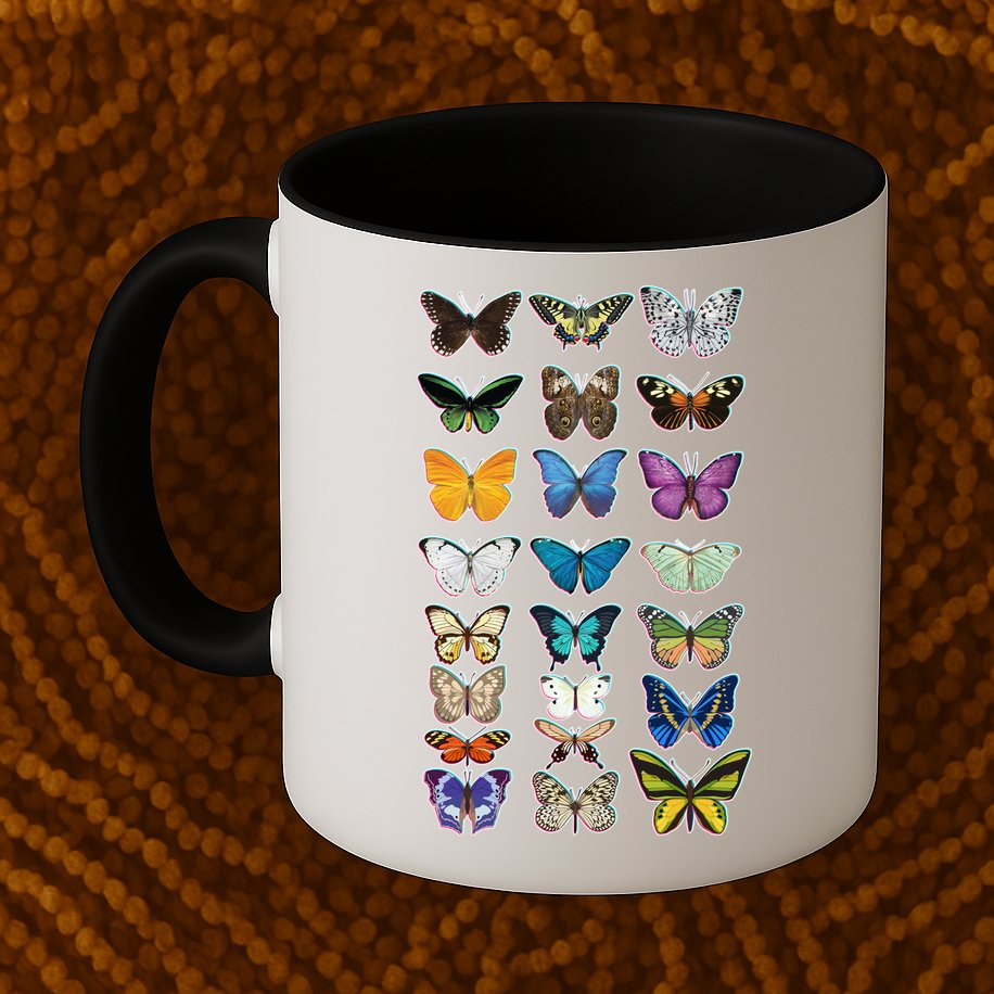 Multi Butterflies Botanical Species Mug
