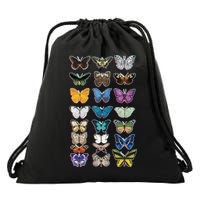 Multi Butterflies Botanical Species Drawstring Bag