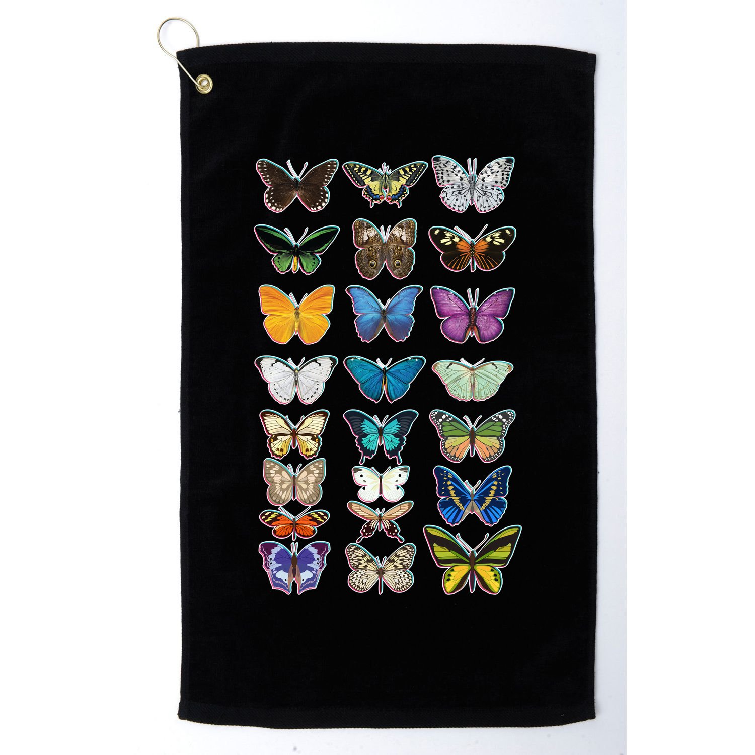 Multi Butterflies Botanical Species Golf Towel