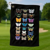 Multi Butterflies Botanical Species Golf Towel