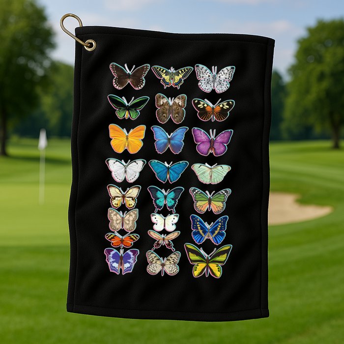 Multi Butterflies Botanical Species Golf Towel