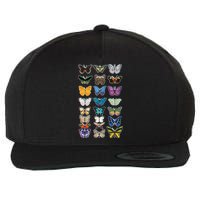 Multi Butterflies Botanical Species Wool Snapback Cap