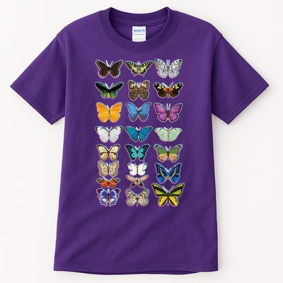 Multi Butterflies Botanical Species Tall T-Shirt