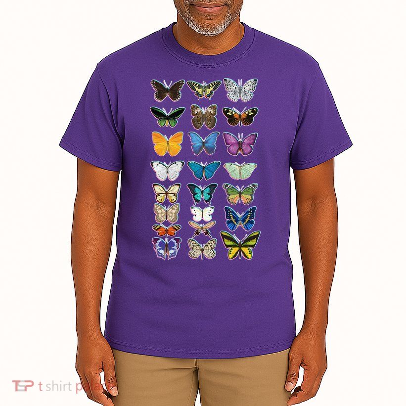 Multi Butterflies Botanical Species Tall T-Shirt