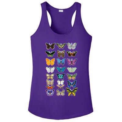 Multi Butterflies Botanical Species Ladies PosiCharge Competitor Racerback Tank