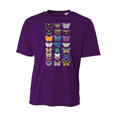 Multi Butterflies Botanical Species Youth Performance Sprint T-Shirt
