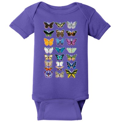 Multi Butterflies Botanical Species Baby Bodysuit