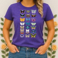 Multi Butterflies Botanical Species Womens T-Shirt