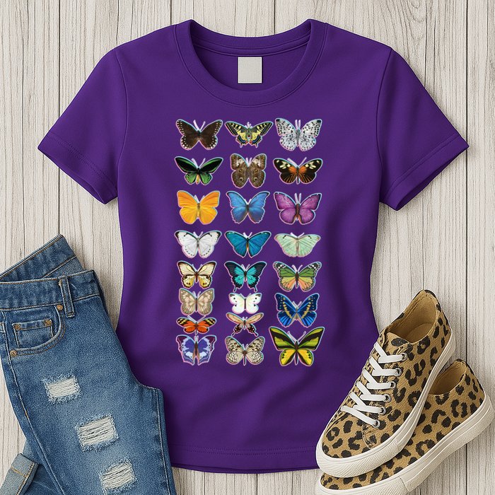 Multi Butterflies Botanical Species Womens T-Shirt