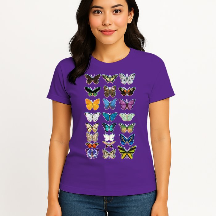 Multi Butterflies Botanical Species Womens T-Shirt