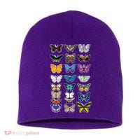 Multi Butterflies Botanical Species Short Acrylic Beanie