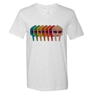 Multi Color MF DOOM Masks V-Neck T-Shirt