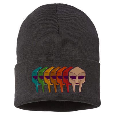 Multi Color MF DOOM Masks Sustainable Knit Beanie