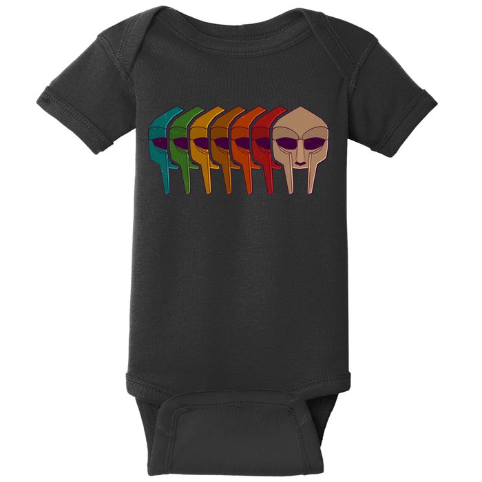 Multi Color MF DOOM Masks Baby Bodysuit