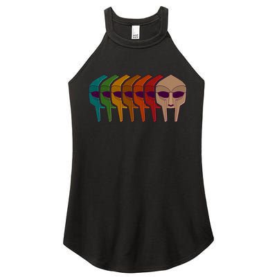 Multi Color MF DOOM Masks Women's Perfect Tri Rocker Tank