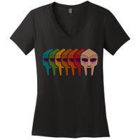 Multi Color MF DOOM Masks Women's V-Neck T-Shirt