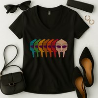 Multi Color MF DOOM Masks Women's V-Neck T-Shirt
